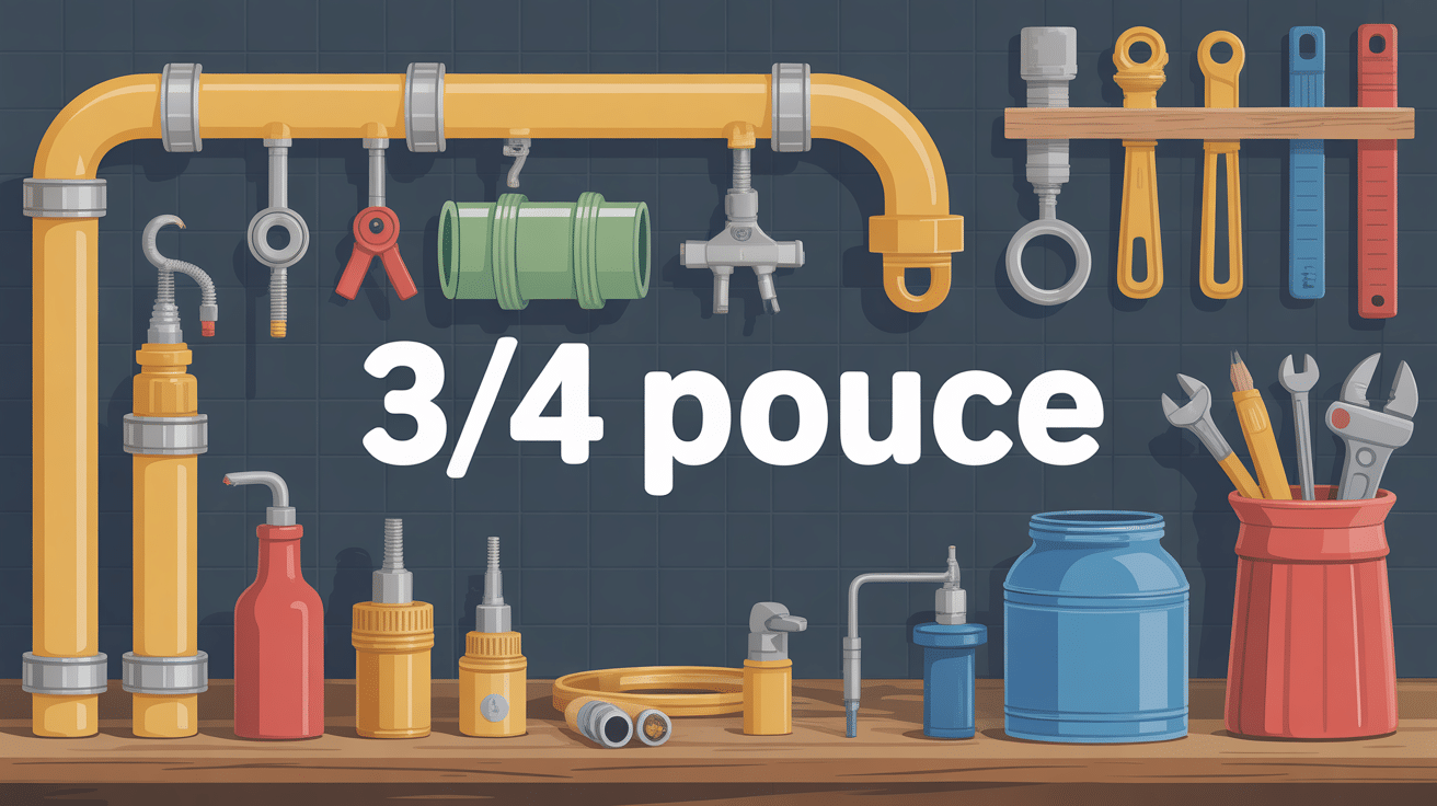 illustration concept 3/4 pouce plomberie outillage