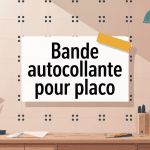 Vue mur placo avec bande autocollante pour placo