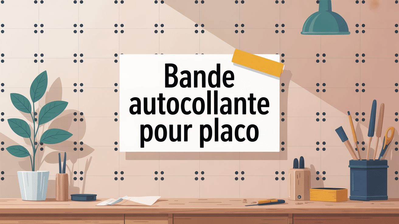 Vue mur placo avec bande autocollante pour placo