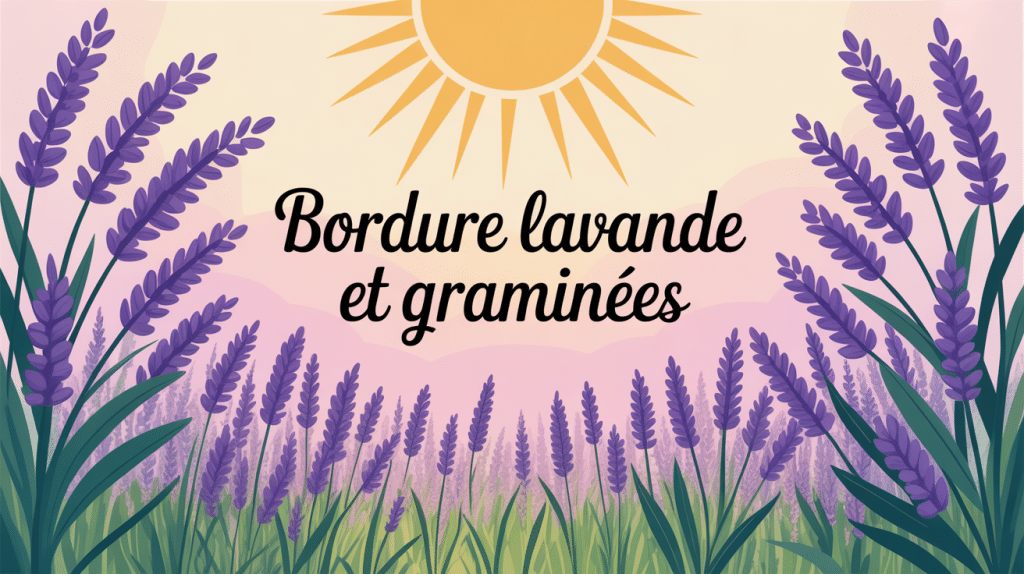 bordure lavande et graminées harmonieuse en jardin moderne