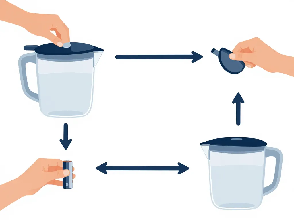 changer pile carafe brita diagramme étapes