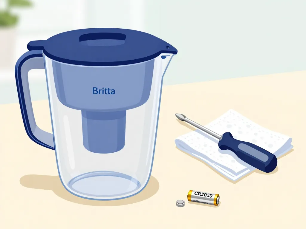 changer pile carafe brita outils sur table