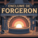 Enclume forgeron sur billot avec outils dans atelier