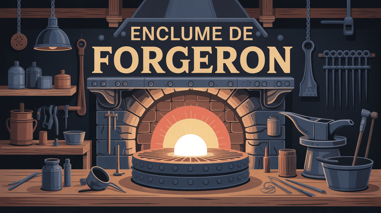 Enclume forgeron sur billot avec outils dans atelier