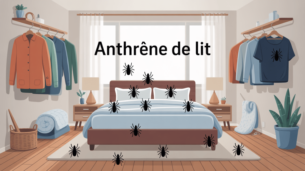Infestation anthrene de lit sur textiles et plinthes
