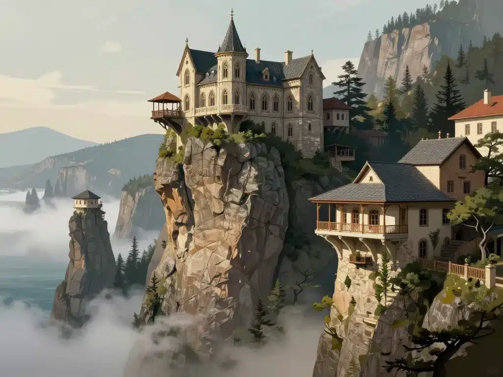 manoir suspendu villa falaise paysage spectaculaire