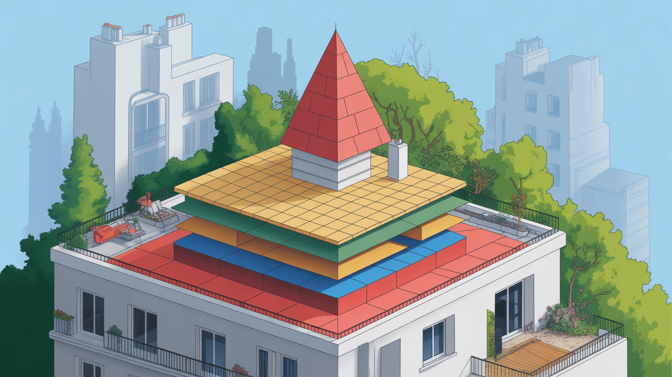 schéma étanchéité toiture terrasse couches technique