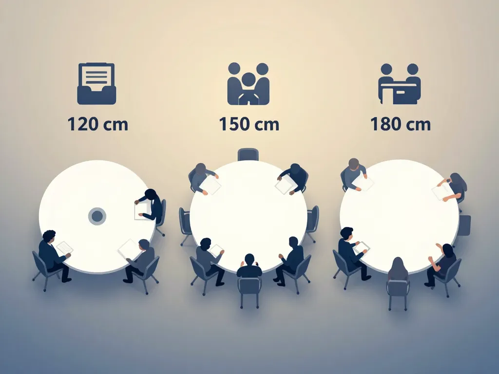 table ronde 150 cm combien de personnes, comparatif capacité par diamètre