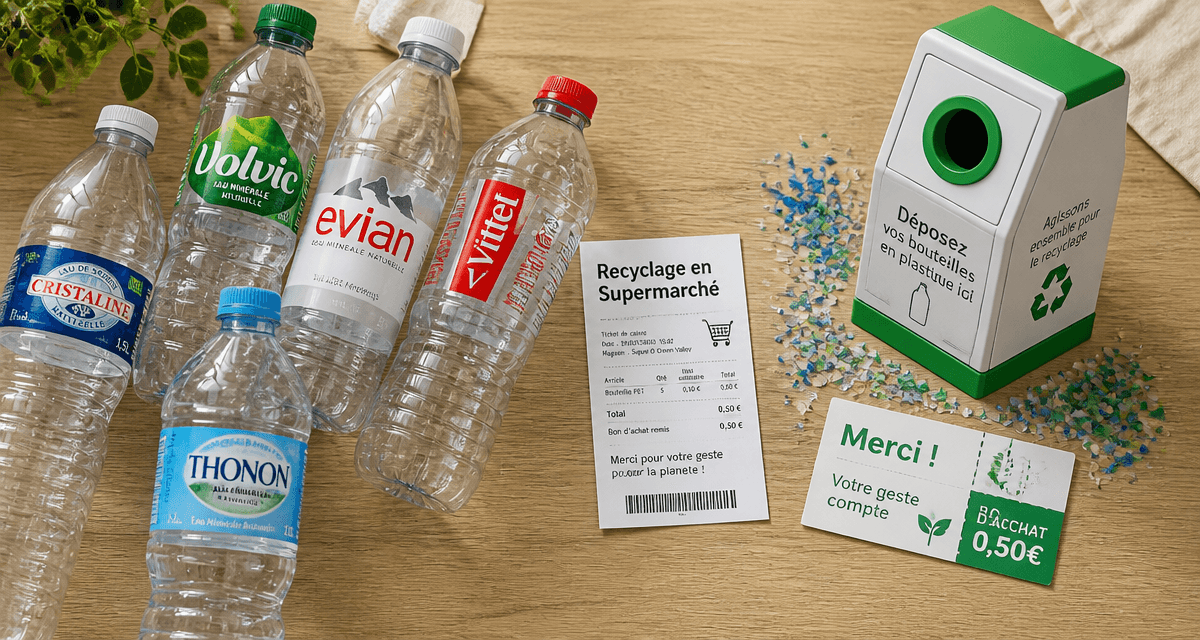 bouteille plastique recyclage ticket supermarché