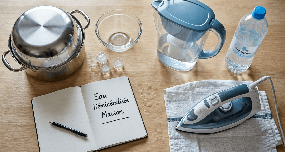 comment faire de l'eau déminéralisée pour fer à repasser, ustensiles et fer sur plan de travail