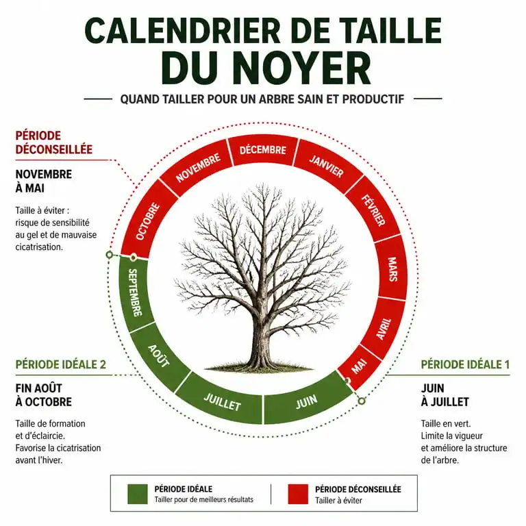 Calendrier de taille du noyer : périodes idéales et périodes à éviter