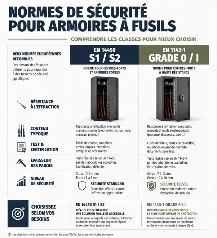 Comparatif des normes de sécurité pour armoire à fusils