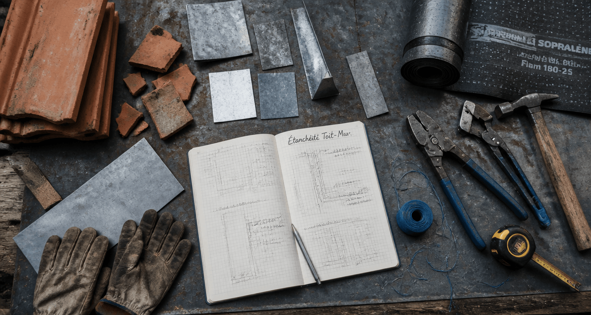 etancheite d'un toit contre un mur vue atelier
