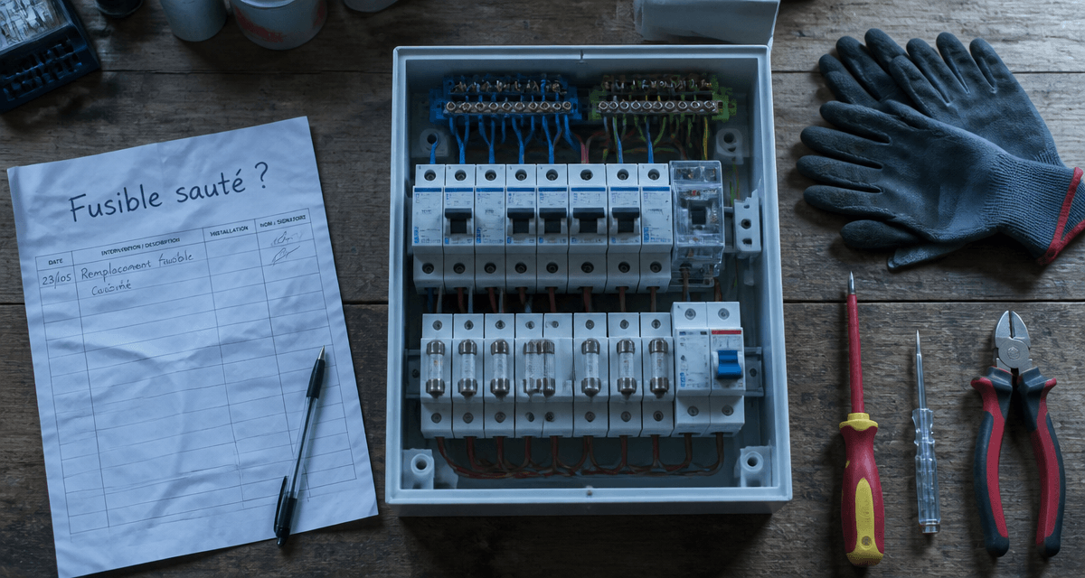 Fusible qui saute sur tableau électrique avec outils