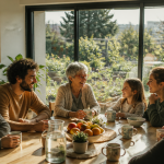 habitat partagé salon convivial avec jardin
