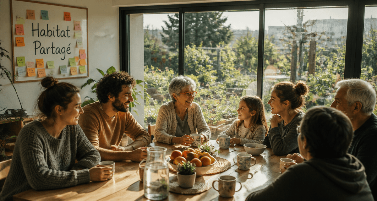 habitat partagé salon convivial avec jardin