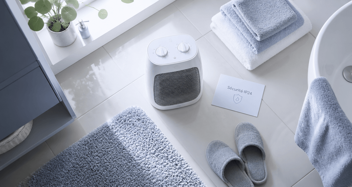 Meilleur radiateur soufflant salle de bain blanc vue du dessus
