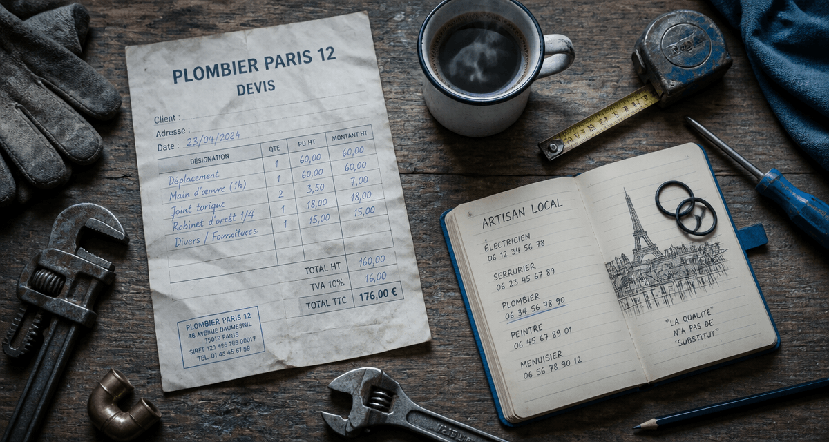 outils plombier paris 12 sur plan de travail