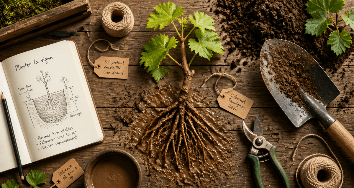 quand planter vigne jeune plant outils jardinage