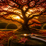 quand tailler un érable, érable du Japon taillé au coucher du soleil