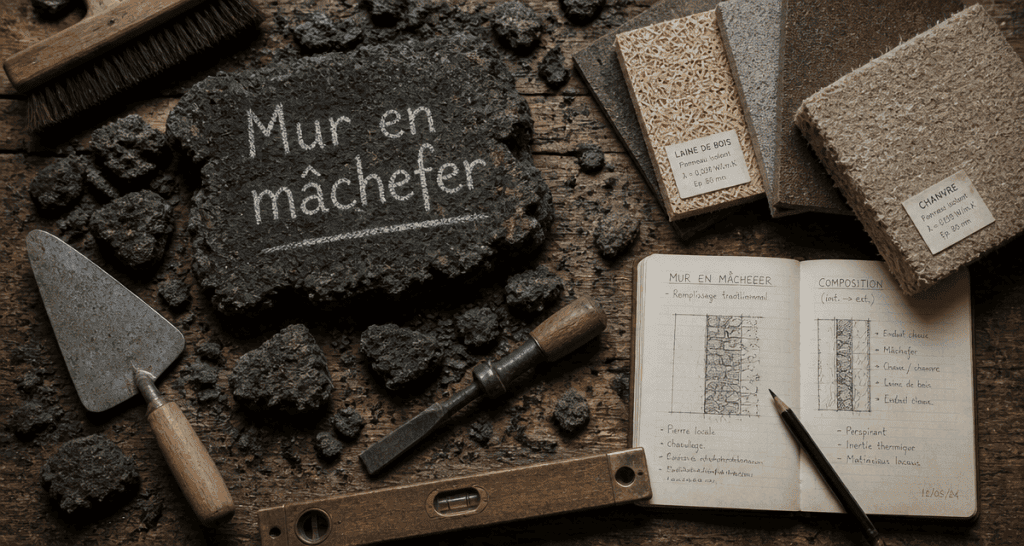 Outils rénovation machefer mur et isolants biosourcés
