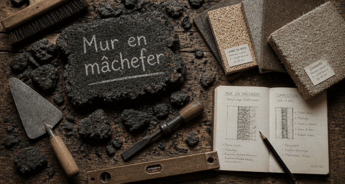 Outils rénovation machefer mur et isolants biosourcés