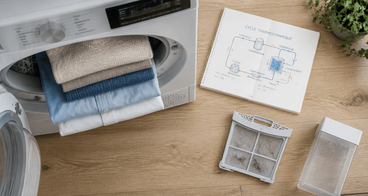 seche linge pompe a chaleur c'est quoi vue ouverte et accessoires