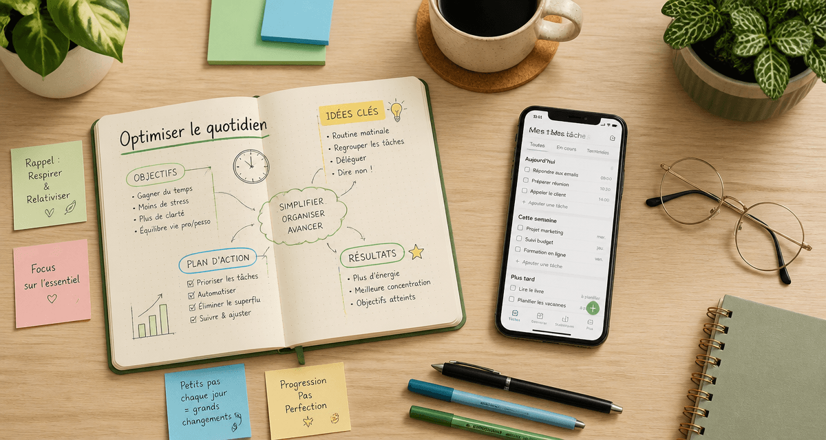 Stootie Media Conseils bureau organisé flat lay
