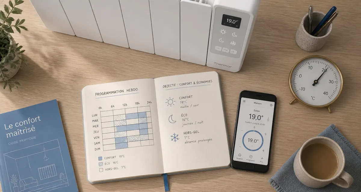 comment régler un radiateur électrique à inertie panneau contrôle