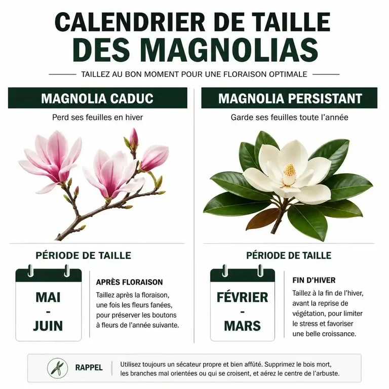 Calendrier de taille des magnolias : périodes idéales pour les variétés caduques et persistantes