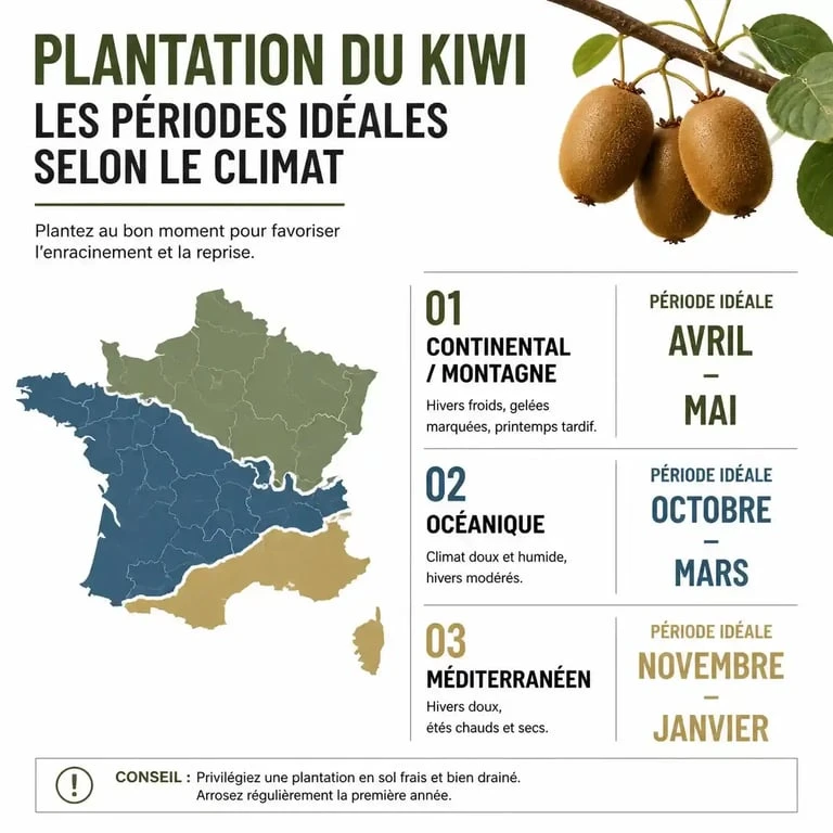 Calendrier de plantation du kiwi selon les régions et climats