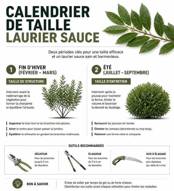 Calendrier de taille du laurier sauce : périodes optimales pour tailler son laurier noble