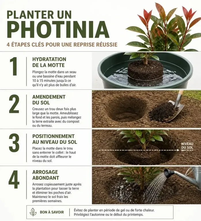 Étapes de plantation d'un photinia pour réussir sa haie