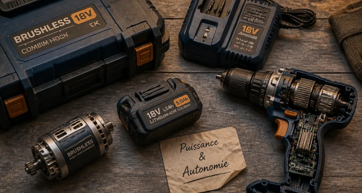 Outillage portatif : batterie Li-ion et perceuse brushless pour puissance constante