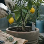Quand tailler un citronnier : taille au sécateur sur citronnier en pot