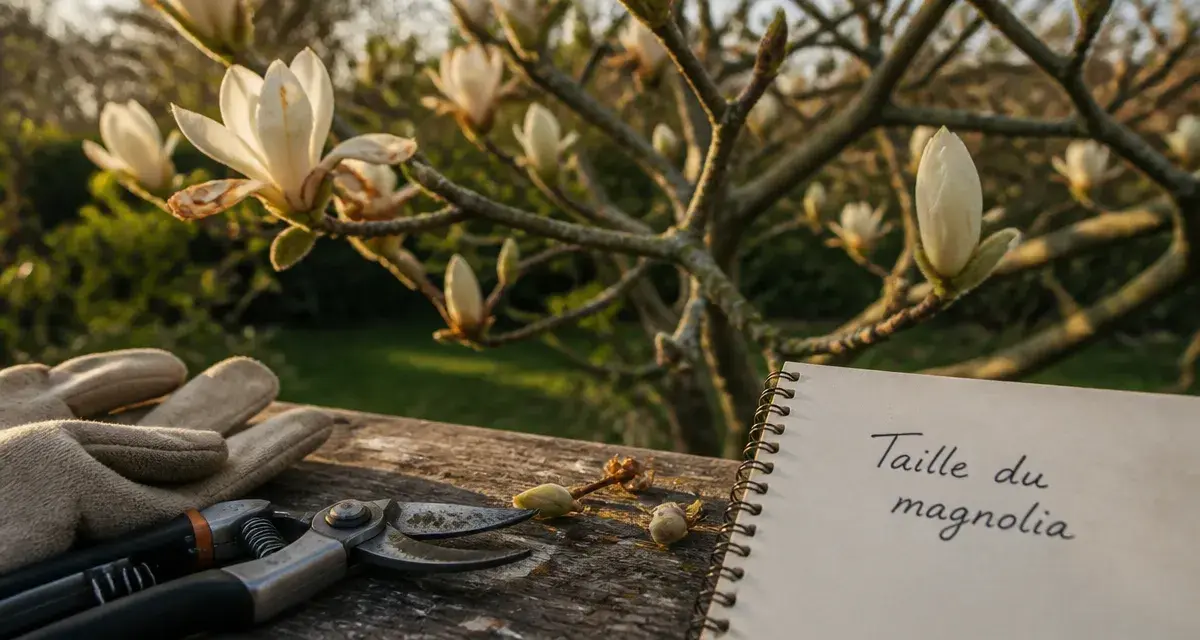 Quand tailler un magnolia : sécateur et rameaux éclaircis, bourgeons visibles