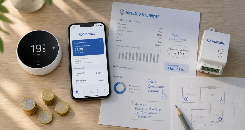 Thermostat Voltalis avec application et factures