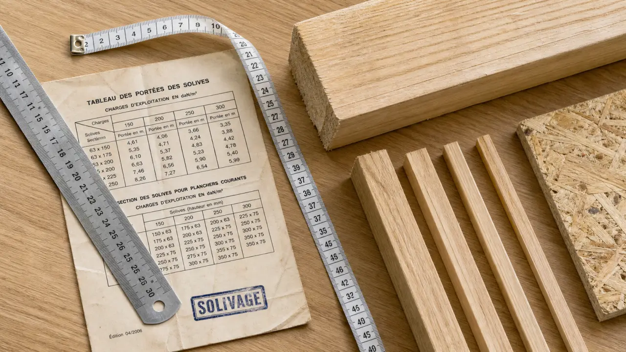 Abaque solivage : portée, entraxe, charges, mesure