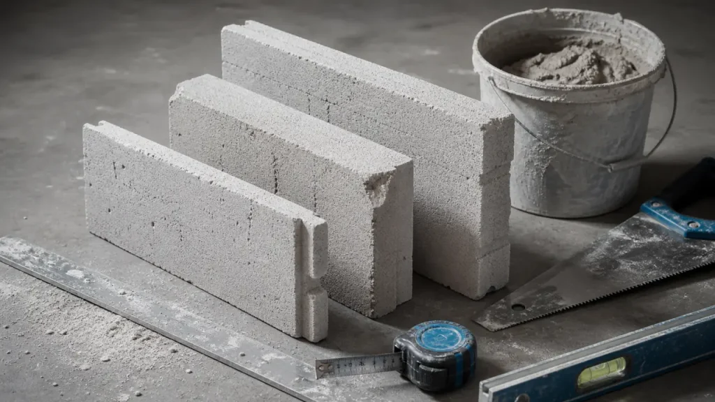 Bloc beton cellulaire d’épaisseurs 5 10 15 cm, atelier
