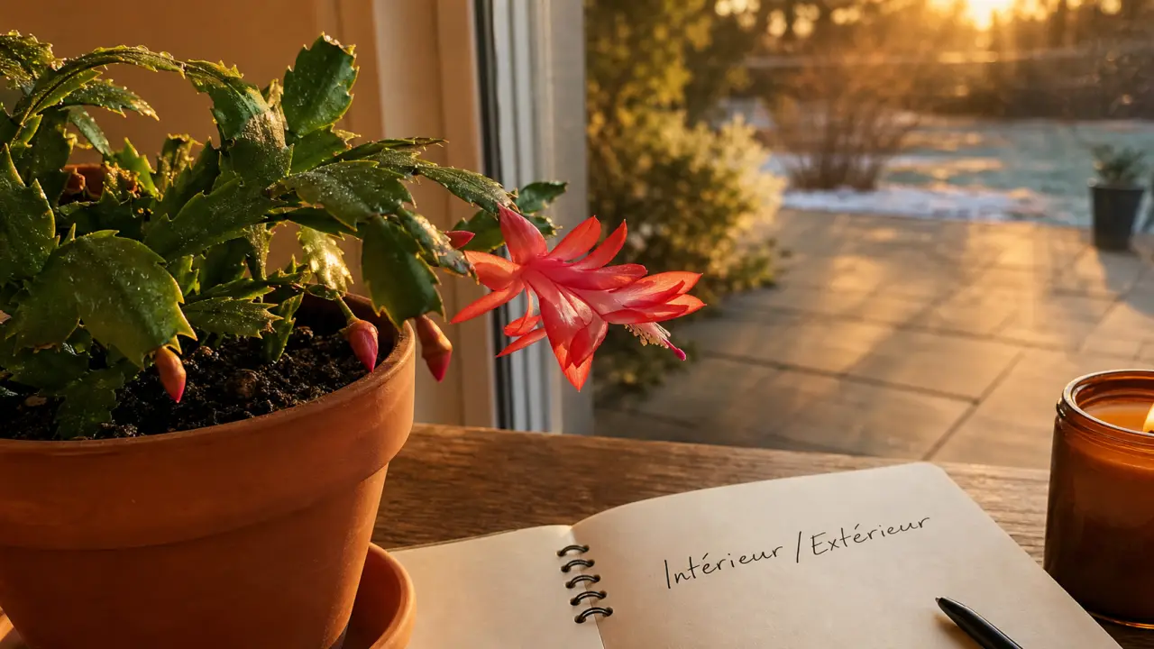 Cactus de Noël dehors ou dedans : intérieur/extérieur, en pot près d’une fenêtre