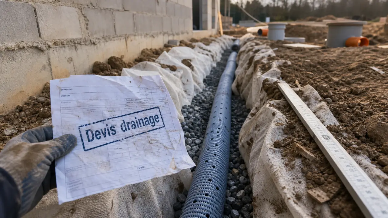 Devis travaux drainage : tranchée 1,50 m et tuyau drain