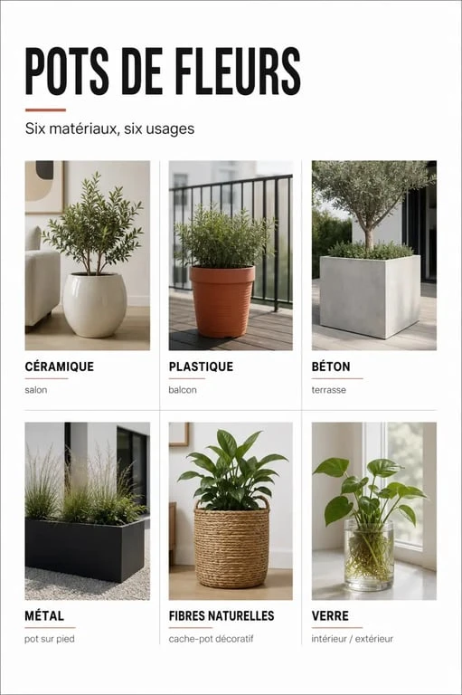 Pot de fleurs : comparaison des matériaux, usages et styles