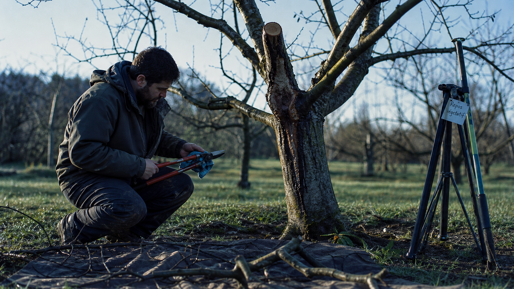 Quand tailler arbre : taille en repos végétatif, verger d’hiver