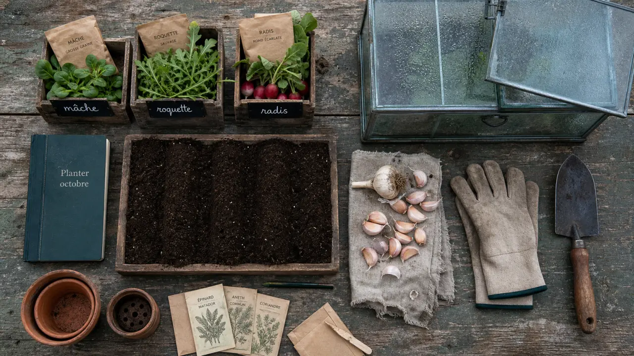 Que planter en octobre au potager : ail et salades d’hiver, semis sous abri