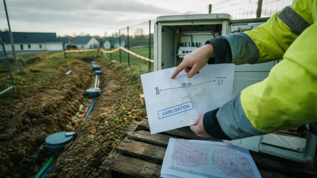 Terrain viabilisé : le coût réel se joue sur 30 mètres, les taxes et les raccordements