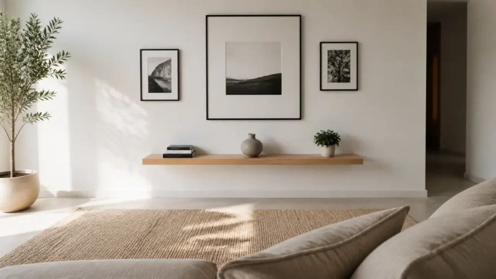 Décorer un mur blanc sans le surcharger : cadres, relief et lumière bien dosés