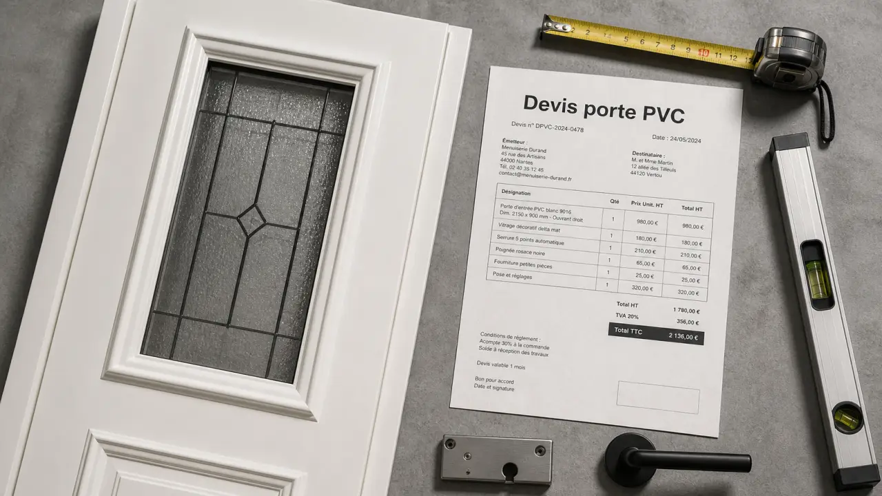 Devis travaux porte d’entrée en PVC : prix, pose et options