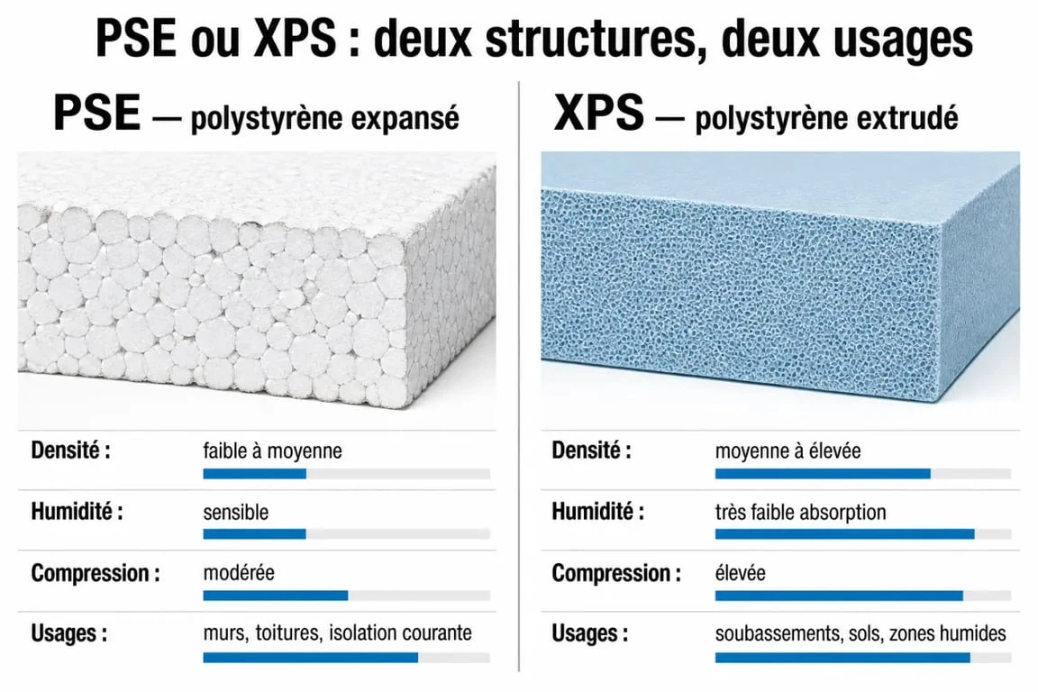 Comparaison polystyrène expansé ou extrudé entre PSE et XPS pour l’isolation