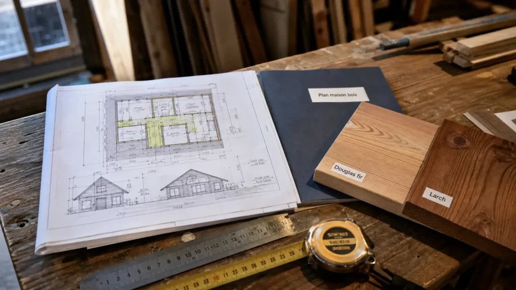 Plan de maison en bois : surface, chambres et terrain avant le style