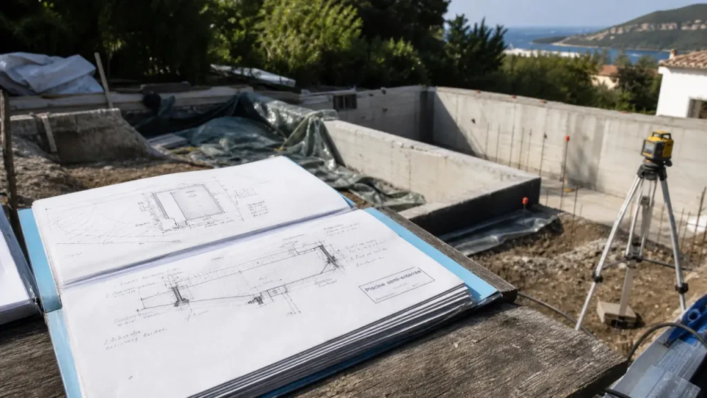 Piscine semi-enterrée : déclaration, permis ou aucune formalité selon 10 m², 100 m² et 1,80 m ?